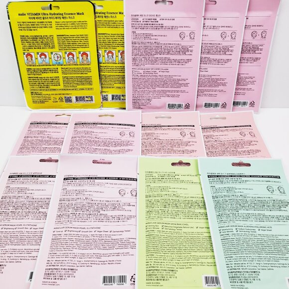 Korean Face Mask Lot of 13 Malie Miraclair Facial Beauty Aloe Vera Collagen Etc. - Picture 3 of 11